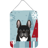 "Caroline's Treasures Winter Holiday French Bulldog Wall or Door Hanging Prints BB1723DS1216, 16HX12W, Multicolor"