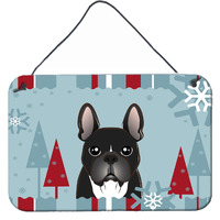 "Caroline's Treasures Winter Holiday French Bulldog Wall or Door Hanging Prints BB1723DS812, 8HX12W, Multicolor"