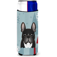 "Caroline's Treasures BB1723MUK Winter Holiday French Bulldog Michelob Ultra Koozies for Slim Cans, Multicolor"