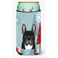 "Caroline's Treasures BB1723TBC Winter Holiday French Bulldog Tall Boy Koozie Hugger, Multicolor"
