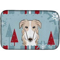 "Caroline's Treasures Winter Holiday Borzoi Dish Drying Mat, 14"" x 21"""