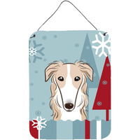 "Caroline's Treasures Winter Holiday Borzoi Wall or Door Hanging Prints BB1724DS1216, 16HX12W, Multicolor"