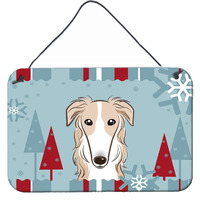 "Caroline's Treasures Winter Holiday Borzoi Wall or Door Hanging Prints BB1724DS812, 8HX12W, Multicolor"