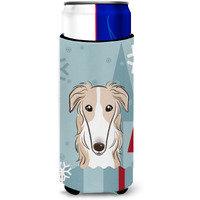 "Caroline's Treasures Winter Holiday Borzoi Michelob Ultra Koozies for Slim Cans, Multicolor"