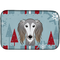 "Caroline's Treasures Winter Holiday Saluki Dish Drying Mat, 14"" x 21"""