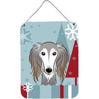 "Caroline's Treasures Winter Holiday Saluki Wall or Door Hanging Prints BB1725DS1216, 16HX12W, Multicolor"