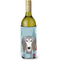 "Caroline's Treasures Winter Holiday Saluki Wine Bottle Koozie Hugger, 750 ml, Multicolor"