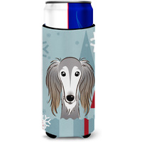 "Caroline's Treasures Winter Holiday Saluki Michelob Ultra Koozies for Slim Cans, Multicolor"