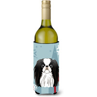 "Caroline's Treasures Winter Holiday Japanese Chin Wine Bottle Koozie Hugger, 750 ml, Multicolor"