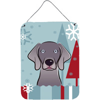 "Caroline's Treasures Winter Holiday Weimaraner Wall or Door Hanging Prints BB1727DS1216, 16HX12W, Multicolor"