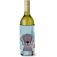 "Caroline's Treasures Winter Holiday Weimaraner Wine Bottle Koozie Hugger, 750 ml, Multicolor"