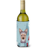 "Caroline's Treasures Winter Holiday Yorkie Puppy Wine Bottle Koozie Hugger, 750 ml, Multicolor"