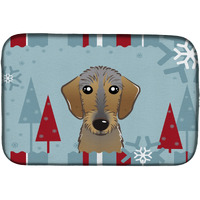 "Caroline's Treasures Winter Holiday Wirehaired Dachshund Dish Drying Mat, 14"" x 21"""