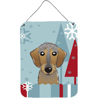 "Caroline's Treasures Winter Holiday Wirehaired Dachshund Wall or Door Hanging Prints BB1729DS1216, 16HX12W, Multicolor"