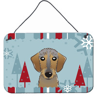 "Caroline's Treasures Winter Holiday Wirehaired Dachshund Wall or Door Hanging Prints BB1729DS812, 8HX12W"