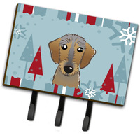 "Caroline's Treasures BB1729TH68 Winter Holiday Wirehaired Dachshund Leash or Key Holder, Large, Multicolor"