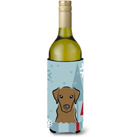 "Caroline's Treasures Winter Holiday Chocolate Labrador Wine Bottle Koozie Hugger, 750 ml, Multicolor"