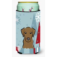 "Caroline's Treasures Winter Holiday Chocolate Labrador Tall Boy Koozie Hugger, Multicolor"