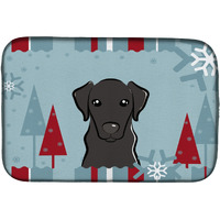 Winter Holiday Black Labrador Dish Drying Mat BB1731DDM