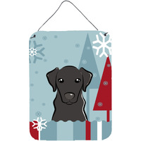 "Caroline's Treasures Winter Holiday Black Labrador Wall or Door Hanging Prints BB1731DS1216, 16HX12W, Multicolor"