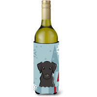 "Caroline's Treasures Winter Holiday Black Labrador Wine Bottle Koozie Hugger, 750 ml, Multicolor"