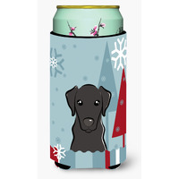 "Caroline's Treasures Winter Holiday Black Labrador Tall Boy Koozie Hugger, Multicolor"