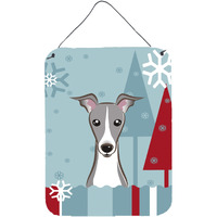 "Caroline's Treasures Winter Holiday Italian Greyhound Wall or Door Hanging Prints BB1732DS1216, 16HX12W, Multicolor"