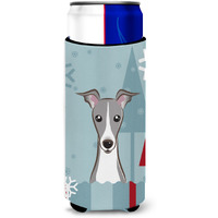 "Caroline's Treasures Winter Holiday Italian Greyhound Michelob Ultra Koozies for Slim Cans, Multicolor"