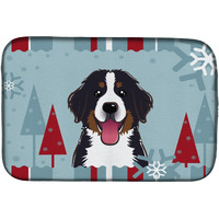 "Caroline's Treasures Winter Holiday Bernese Mountain Dog Dish Drying Mat, 14"" x 21"""