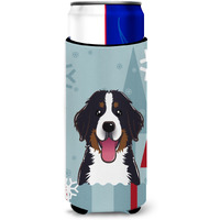 "Caroline's Treasures Winter Holiday Bernese Mountain Dog Michelob Ultra Koozies for Slim Cans, Multicolor"