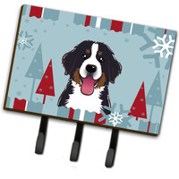 "Caroline's Treasures BB1733TH68 Winter Holiday Bernese Mountain Dog Leash or Key Holder, Large, Multicolor"
