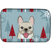 "Caroline's Treasures Winter Holiday French Bulldog Dish Drying Mat, 14 X 21"