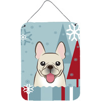 "Caroline's Treasures Winter Holiday French Bulldog Wall or Door Hanging Prints BB1734DS1216, 16HX12W, Multicolor"