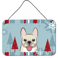 "Caroline's Treasures Winter Holiday French Bulldog Wall or Door Hanging Prints BB1734DS812, 8HX12W"