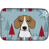 "Caroline's Treasures Winter Holiday Beagle Dish Drying Mat, 14"" x 21"""