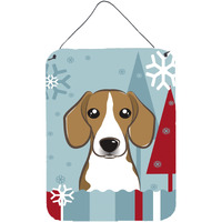"Caroline's Treasures Winter Holiday Beagle Wall or Door Hanging Prints BB1735DS1216, 16HX12W, Multicolor"