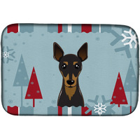 "Caroline's Treasures Winter Holiday Min Pin Dish Drying Mat, 14"" x 21"""