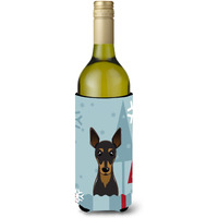 "Caroline's Treasures Winter Holiday Min Pin Wine Bottle Koozie Hugger, 750 ml, Multicolor"