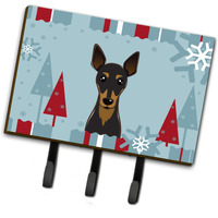 "Caroline's Treasures BB1736TH68 Winter Holiday Min Pin Leash or Key Holder, Large, Multicolor"