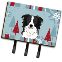"Caroline's Treasures BB1737TH68 Winter Holiday border Collie Leash or Key Holder, Large, Multicolor"