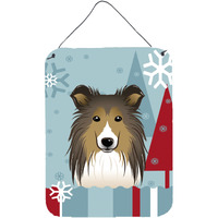 "Caroline's Treasures Winter Holiday Sheltie Wall or Door Hanging Prints BB1738DS1216, 16HX12W, Multicolor"