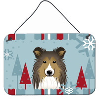 "Caroline's Treasures Winter Holiday Sheltie Wall or Door Hanging Prints BB1738DS812, 8HX12W"