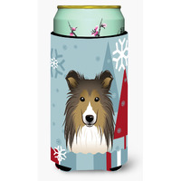 "Caroline's Treasures Winter Holiday Sheltie Tall Boy Koozie Hugger, Multicolor"