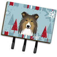 "Caroline's Treasures BB1738TH68 Winter Holiday Sheltie Leash or Key Holder, Large, Multicolor"