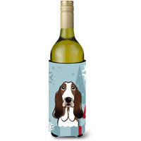 "Caroline's Treasures Winter Holiday Basset Hound Wine Bottle Koozie Hugger, 750 ml, Multicolor"