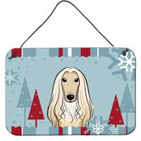 "Caroline's Treasures Winter Holiday Afghan Hound Wall or Door Hanging Prints BB1740DS812, 8HX12W, Multicolor"