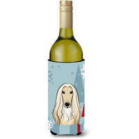 "Caroline's Treasures Winter Holiday Afghan Hound Wine Bottle Koozie Hugger, 750 ml, Multicolor"