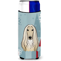 "Caroline's Treasures Winter Holiday Afghan Hound Michelob Ultra Koozies for Slim Cans, Multicolor"