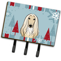 "Caroline's Treasures BB1740TH68 Winter Holiday Afghan Hound Leash or Key Holder, Large, Multicolor"