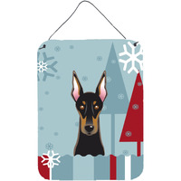 "Caroline's Treasures Winter Holiday Doberman Wall or Door Hanging Prints BB1741DS1216, 16HX12W, Multicolor"